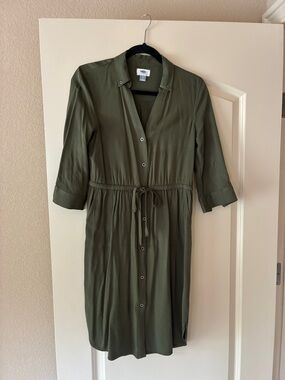old navy army green shirt dress